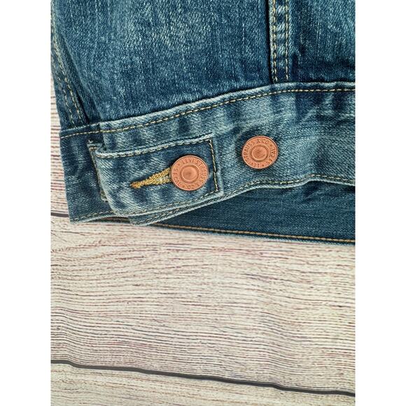 Levi's Denim Trucker Jean Vest Mens Medium Blue Medium Wash Rough Hem - Picture 5 of 12